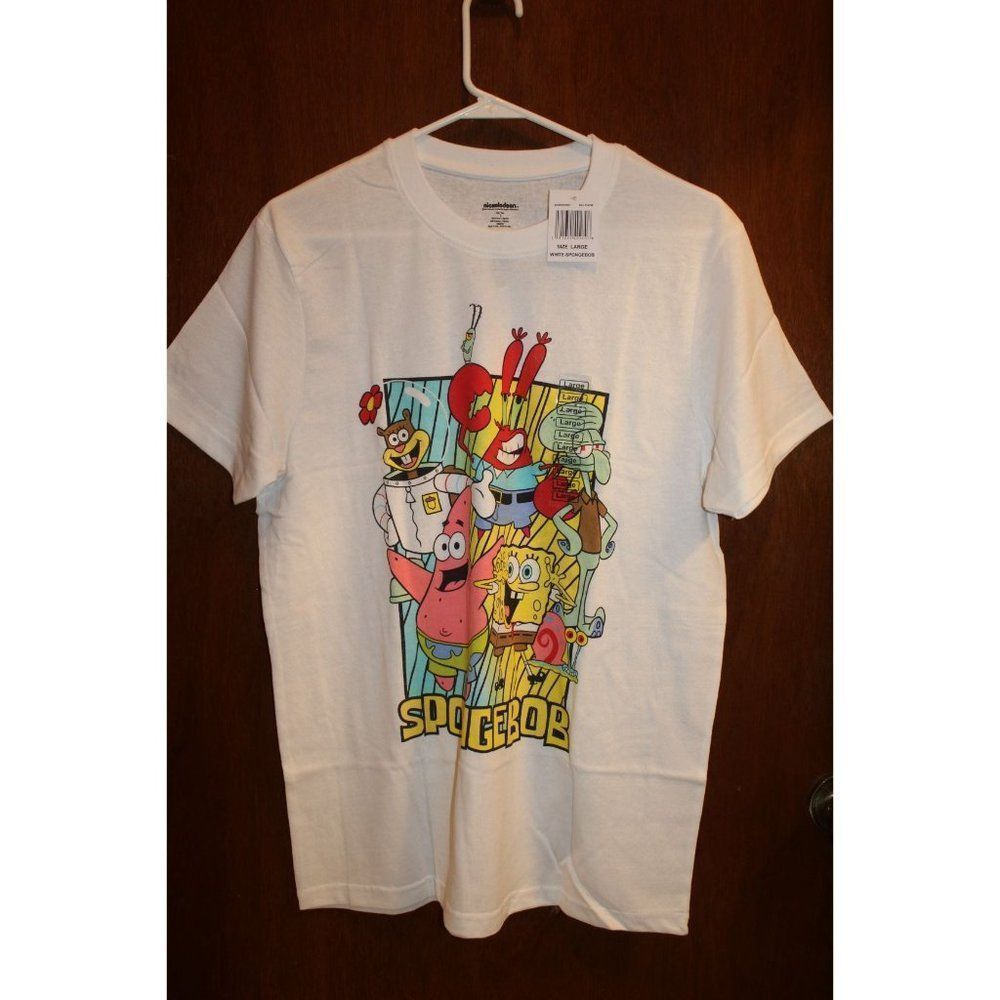 Nickelodeon White Spongebob Squarepants‎ Large T-Shirt